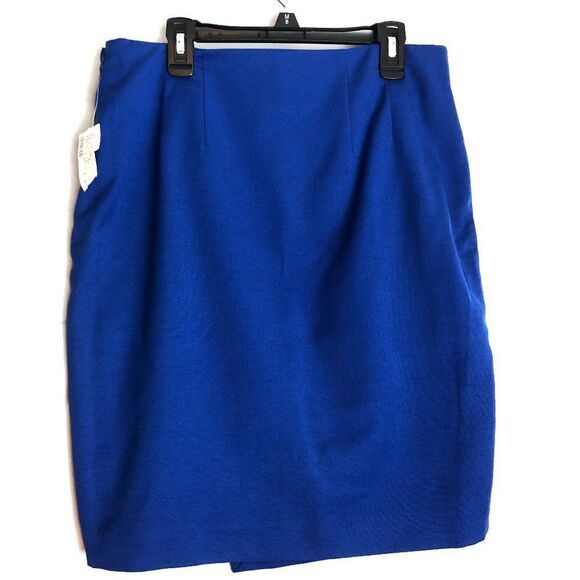 Lord & Taylor Petite Womens Size 6P Royal Blue Skirt Straight Front Slit      C - Picture 2 of 6